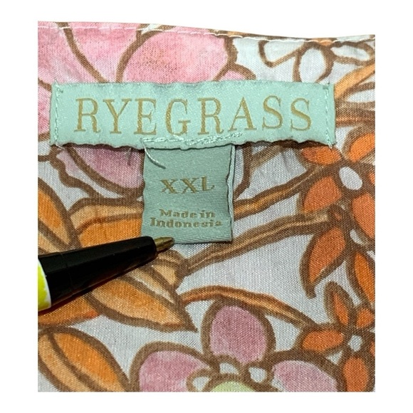 Rye Grass Floral Ruffle Sleeve Button Front Top Sz 2XL - Picture 3 of 3